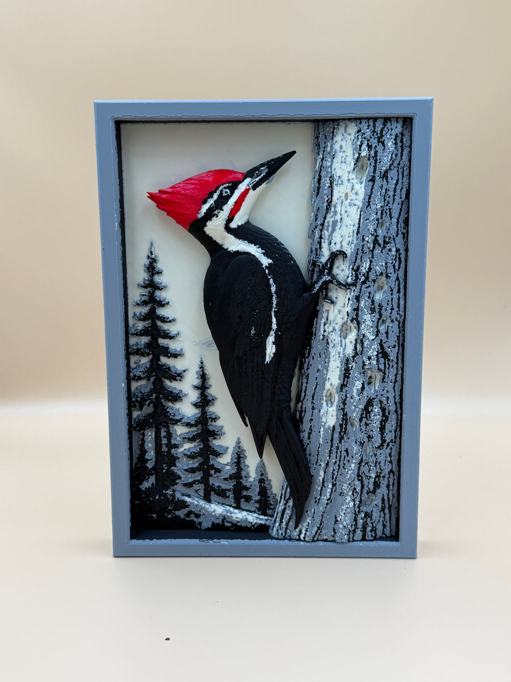 Pileated Sentinel Woodpecker Shadowbox