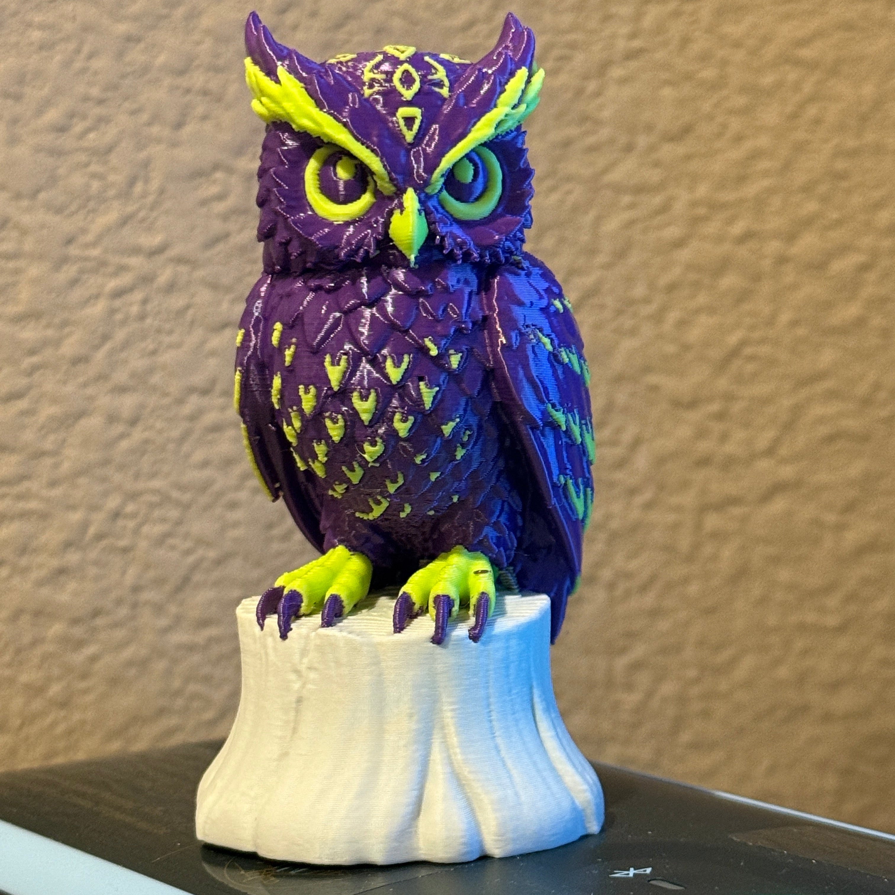 Neon Owl on a Stump 3MF + Commercial License