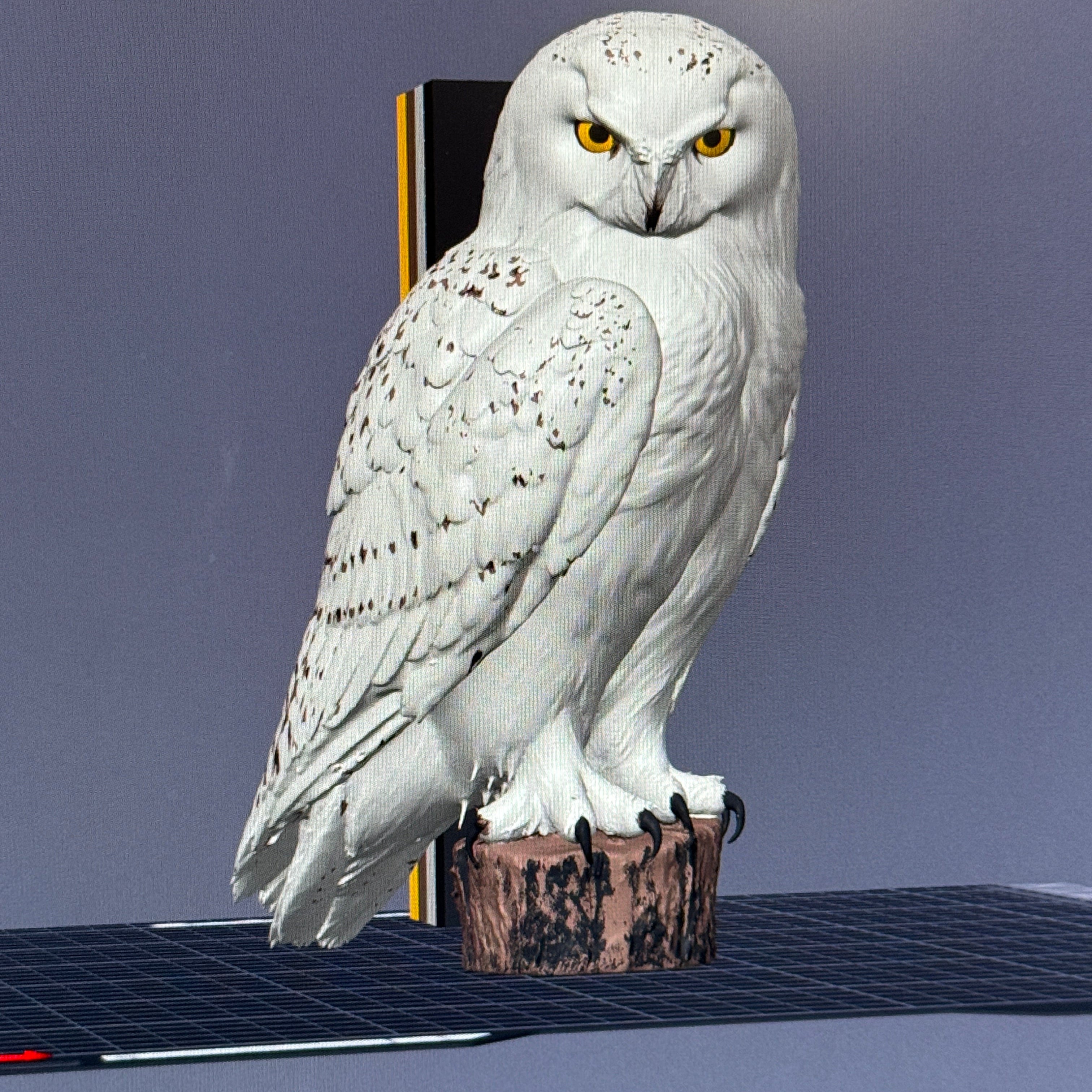 Glacier Guardian Snowy Owl on a Stump 3MF + Commercial License