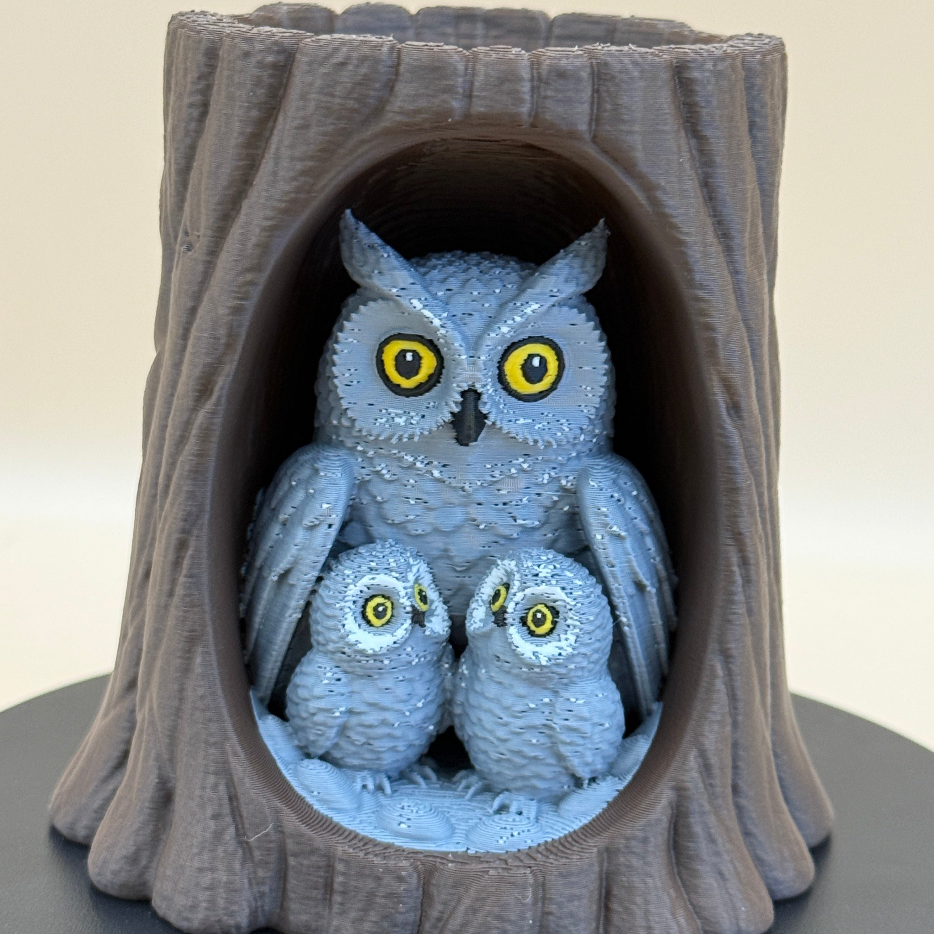 Owl Family in Trunk 3MF + Commercial License