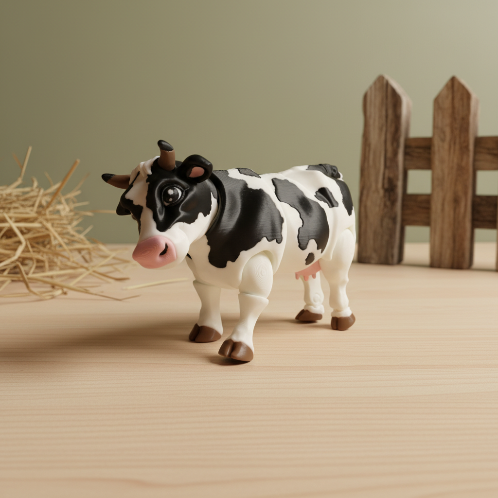 Dairy Cow 3D Print in charming farm-inspired setting