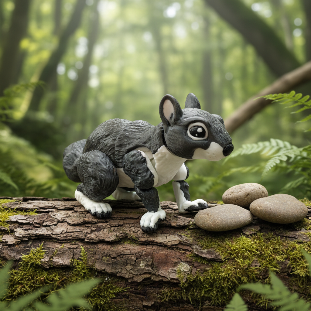 Gray Squirrel 3D Print in peaceful woodland setting